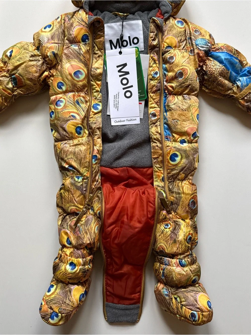 Molo Baby Unisex Hebe Snowsuit, Golden Peacock - Size 6M